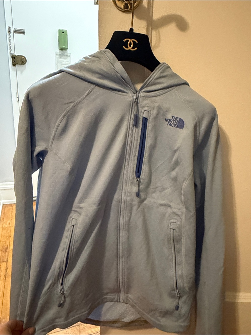 The North Face Pale Blue Hooded Full-Zip Fleece Jacket